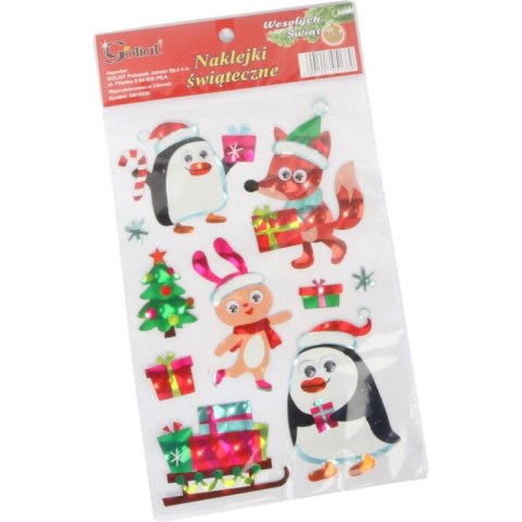 NAKLEJKI SAMOPRZYLEPNE NA OKNO Z PINGWINKAMI I LISKIEM - 10 SZT.