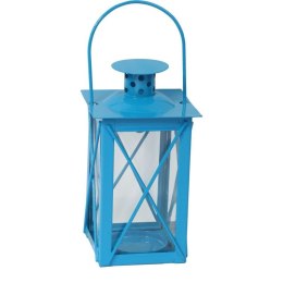 Niebieska Metalowa Latarnia na Świeczki Tealight do Użytku Wewnętrznego i Zewnętrznego