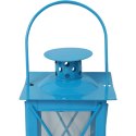 Niebieska Metalowa Latarnia na Świeczki Tealight do Użytku Wewnętrznego i Zewnętrznego