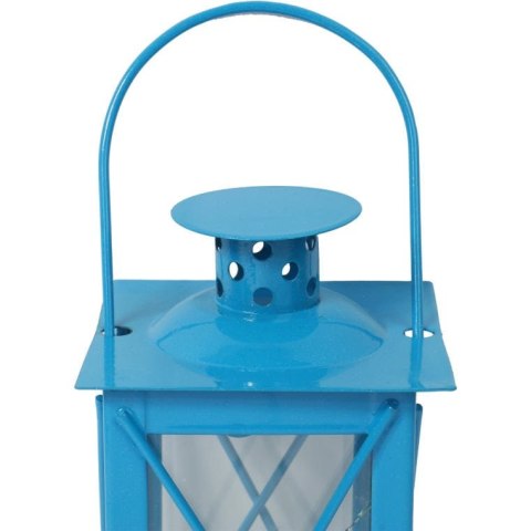 Niebieska Metalowa Latarnia na Świeczki Tealight do Użytku Wewnętrznego i Zewnętrznego