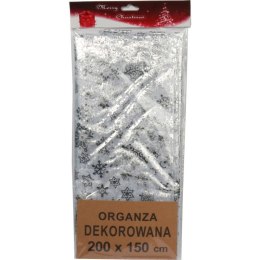OBRUS Z ORGANZY ZE SREBRNYM NADRUKIEM 200X150 CM