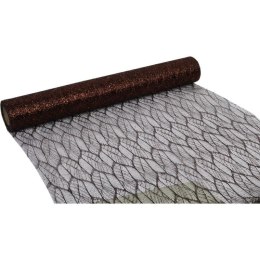 ORGANZA BRĄZOWA Z NADRUKIEM BROKATOWYM 0,50 x 10 m