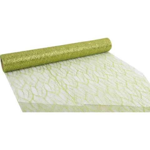 ORGANZA ZIELONA Z NADRUKIEM BROKATOWYM 0,50 x 10 m