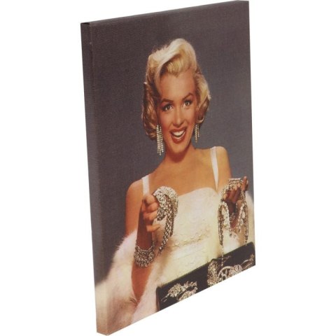 Obraz Merlin Monroe z biżuterią płótno 26cm x 20cm