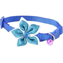 Obroża turkusowa z kwiatkiem i dzwoneczkiem