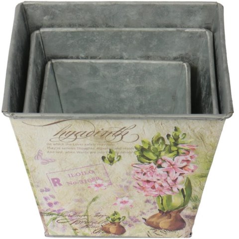 Osłonka Dekoracyjna Metalowa Hiacynt w Stylu Prowansalskim, Różowo-Beżowa, Owalna, Ocynkowana