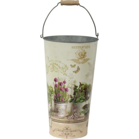 Osłonka dekoracyjna Owalna Butterfly II - Ocynkowana, Motyw Kwiatowy, Kolor Zielono-Beżowy