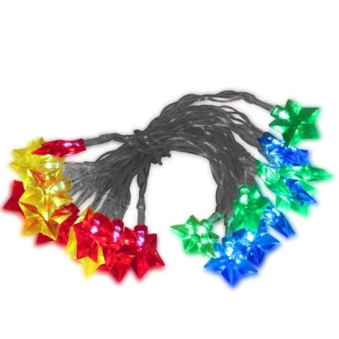 Ozdobne lampki choinkowe LED w kształcie gwiazdek z kolorowymi światłami na baterie