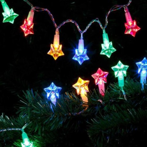 Ozdobne lampki choinkowe LED w kształcie gwiazdek z kolorowymi światłami na baterie