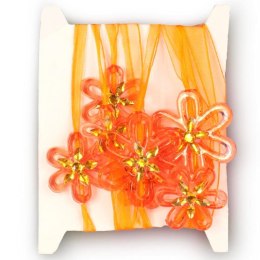 POMARAŃCZOWA TAŚMA DEKORACYJNA Z PLASTIKOWYMI KWIATKAMI 165 CM