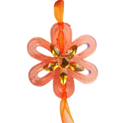 POMARAŃCZOWA TAŚMA DEKORACYJNA Z PLASTIKOWYMI KWIATKAMI 165 CM