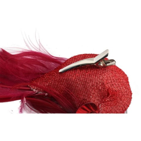 PTASZEK NA KLAMERCE W KOLORZE CZERWONO RÓŻOWYM - FIGURKA O DŁUGOŚCI 17CM