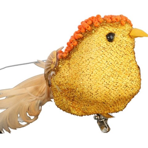 PTASZEK NA KLAMERCE ZŁOTO POMARAŃCZOWY