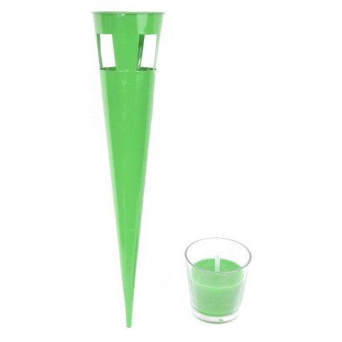 Pochodnia zapachowa z citronellą - Metalowa, zielona, 36cm, do użytku na zewnątrz