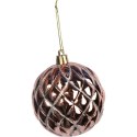 Różowe Bombki Bożonarodzeniowe z Brokatowym Dekorem, Plastikowe, 6 Sztuk, 8 cm