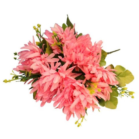 Różowy Bukiet Sztucznych Chryzantem 35 cm z Dodatkami na Wszystkich Świętych