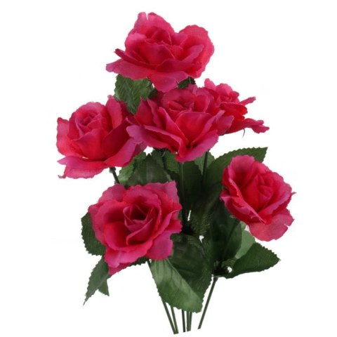 Różowy Bukiet Sztucznych Róż 38cm, 6 Sztuk - Dekoracja do Kompozycji Florystycznych