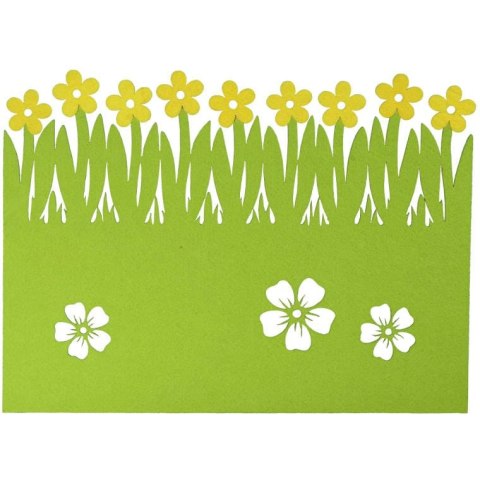 Serwetka Filcowa Wielkanocno-Wiosenna Zielono-Żółta 41x30 cm Wielokrotnego Użytku