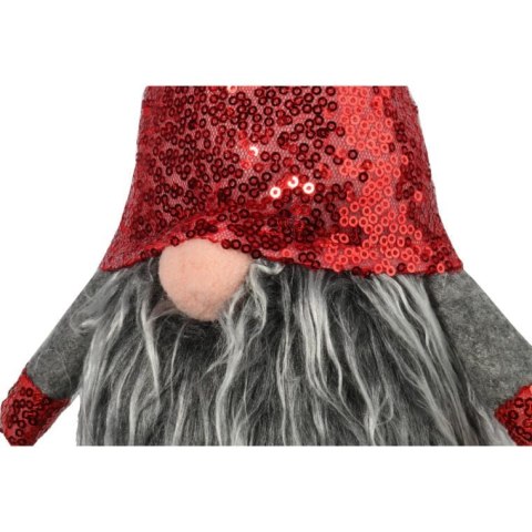 Skrzat w Czerwono-Szarej Czekinowej Czapie 40 cm