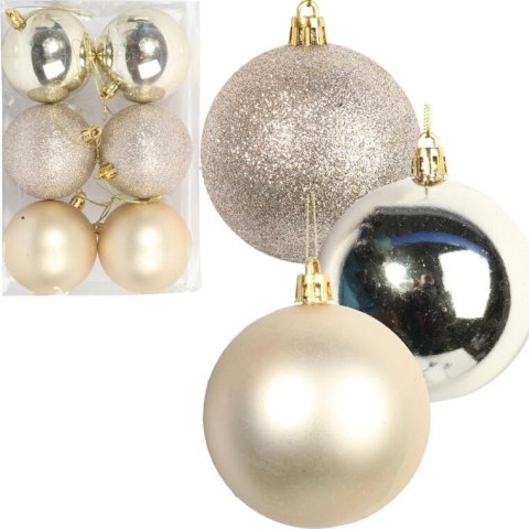 Srebrne Bombki Plastikowe 7 cm - Zestaw 6 Sztuk