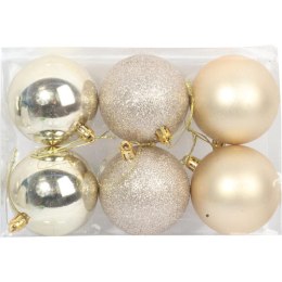 Srebrne Bombki Plastikowe 7 cm - Zestaw 6 Sztuk