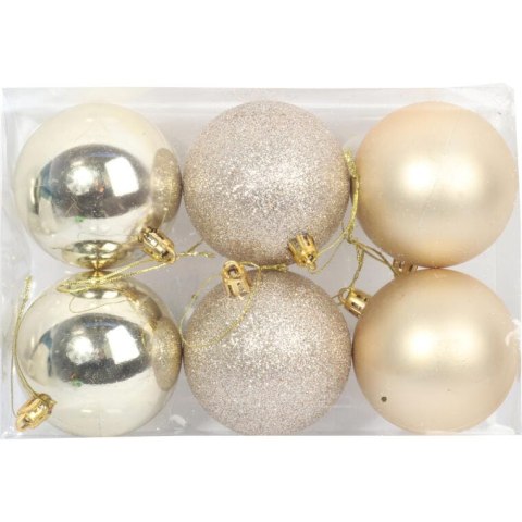 Srebrne Bombki Plastikowe 7 cm - Zestaw 6 Sztuk
