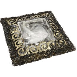 Świąteczna Osłonka-Brązowa Baza Pod Stroik z Faszyny Rattanowej, 40 cm