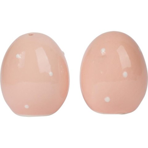 Świąteczny Zestaw Solniczka i Pieprzniczka w Kształcie Jajek - Różowa Ceramika