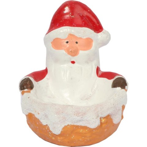 Świecznik Tealight w Kształcie Mikołaja z Ceramiki w Kolorze Czerwieni i Brązu