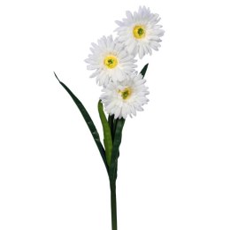 Sztuczna Gałązka z 3 Białymi Gerberami - Dekoracja o Wysokości 55 cm