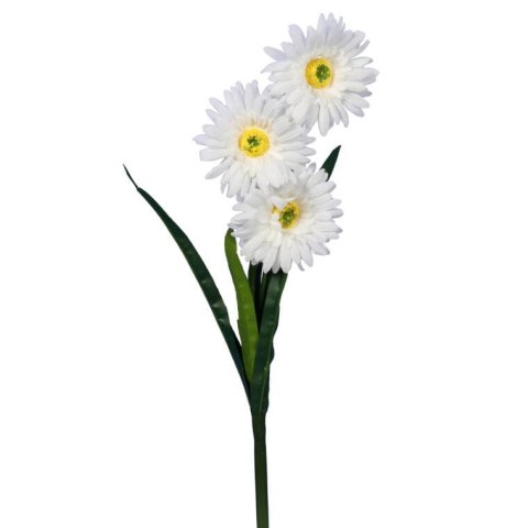 Sztuczna Gałązka z 3 Białymi Gerberami - Dekoracja o Wysokości 55 cm