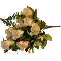 Sztuczny Bukiet 10 Róż z Paprotkami Kremowy - Naturalny Wygląd, Wysokość 40 cm