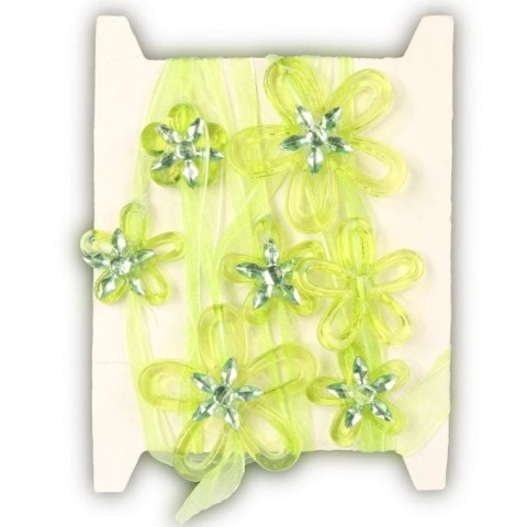 Taśma Dekoracyjna z Plastikowymi Kwiatami Zielone Wstążki 165 cm