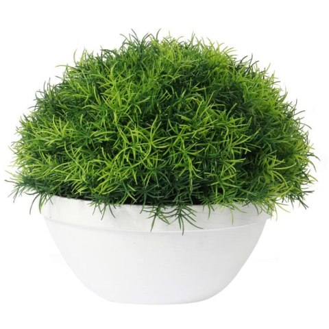 Trawa-kula w białej donicy 25 cm