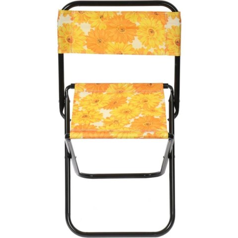 Turystyczne Składane Krzesło w Żółte Kwiaty z Prostym Mechanizmem Otwierania