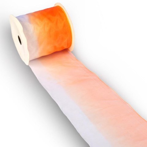 Wstążka Dekoracyjna Pomarańczowo-Biała na Szpuli, Gładka, 2.7m x 6cm, Uformowalna