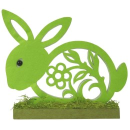 Wysokiej Jakości Dekoracyjny Wielkanocny Zajączek z Pianki na Drewnianej Podstawce, Zielony