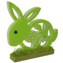 Wysokiej Jakości Dekoracyjny Wielkanocny Zajączek z Pianki na Drewnianej Podstawce, Zielony