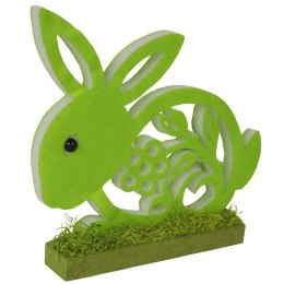 Wysokiej Jakości Dekoracyjny Wielkanocny Zajączek z Pianki na Drewnianej Podstawce, Zielony
