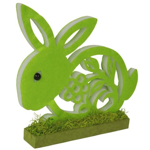 Wysokiej Jakości Dekoracyjny Wielkanocny Zajączek z Pianki na Drewnianej Podstawce, Zielony