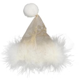 ZAWIESZKA ŚWIĄTECZNA CZAPECZKA Z PIÓRKAMI