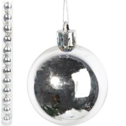 Zestaw 12 Srebrnych Bombek Plastikowych 5 cm do Dekoracji Świątecznej Drzewka