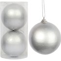Zestaw 2 Matowych Bombek Plastikowych 8 cm - Kolor Srebrny