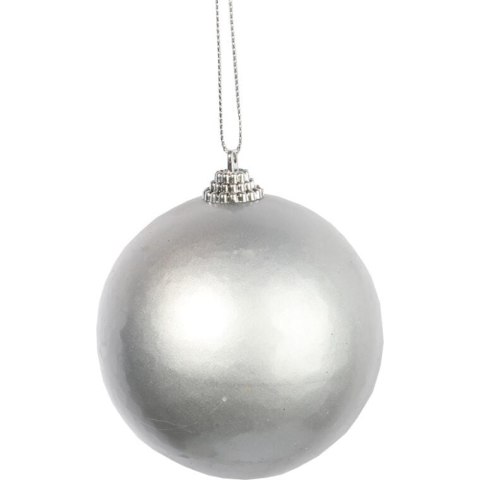 Zestaw 2 Matowych Bombek Plastikowych 8 cm - Kolor Srebrny