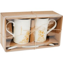 Zestaw 2 kubków z łyżeczkami z żółtym ananasem