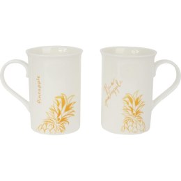 Zestaw 2 kubków z łyżeczkami z żółtym ananasem