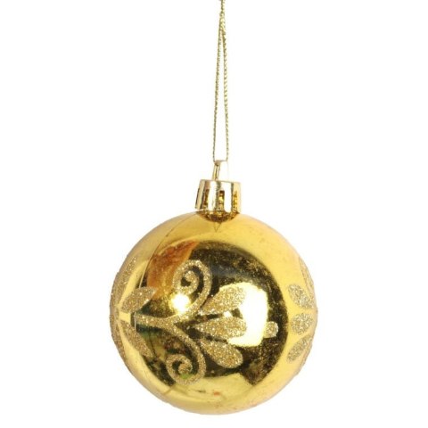 Zestaw 3 Brokatowych Bombek Plastikowych 6 cm - Złoty, Srebrny, Czerwony