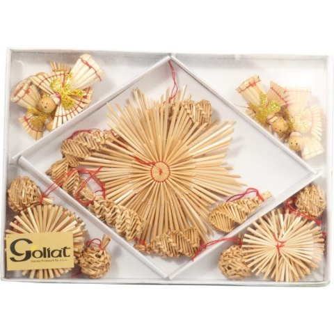 Zestaw 30 Ręcznie Wykonanych Słomianych Ozdób Świątecznych