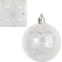 Zestaw 4 Plastikowych Bombek Bożonarodzeniowych ze Śnieżnym Dekorem, 6 cm