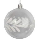 Zestaw 4 Przezroczystych Bombek Plastikowych z Białym Dekorem Śniegu, 8 cm